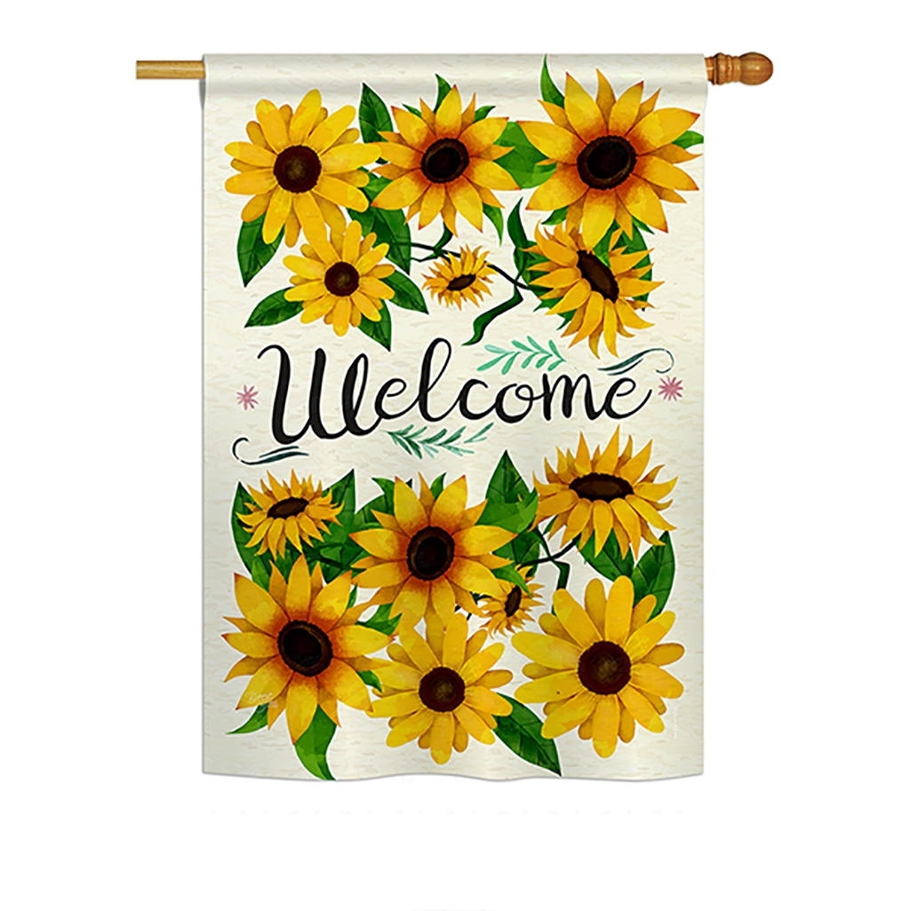 Welcome Sunflowers Bouquet House Flag