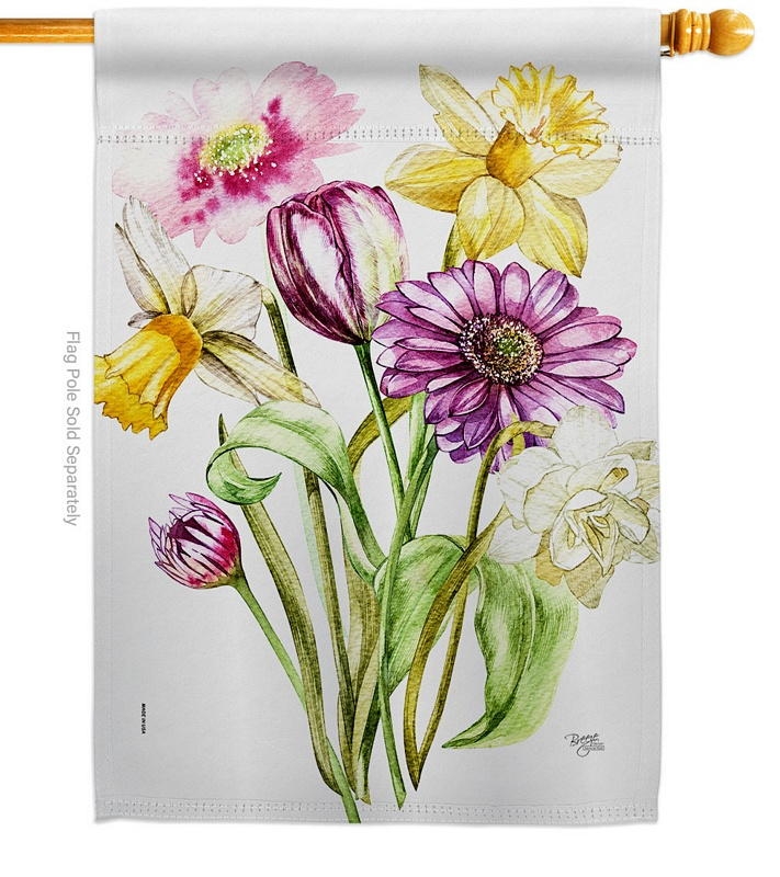 Spring Flower Bouquet House Flag