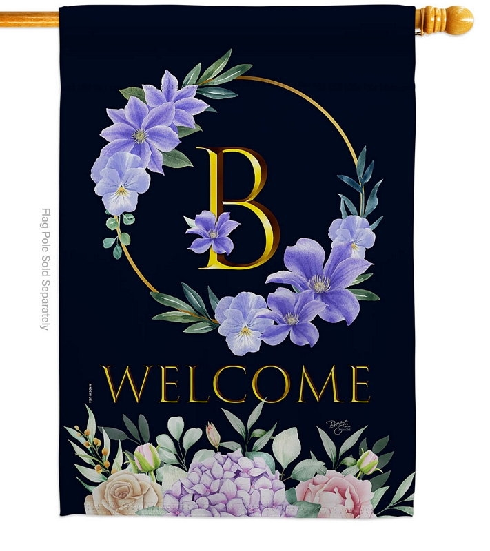 Welcome B Monogram House Flag