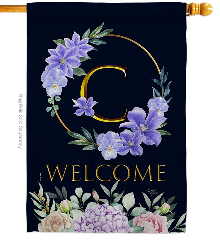 Welcome C Monogram House Flag