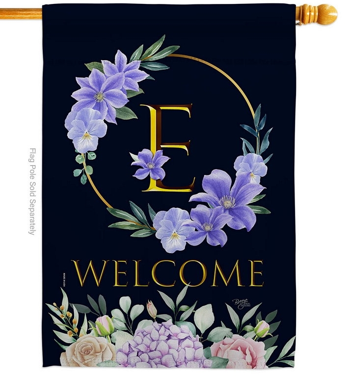 Welcome E Monogram House Flag