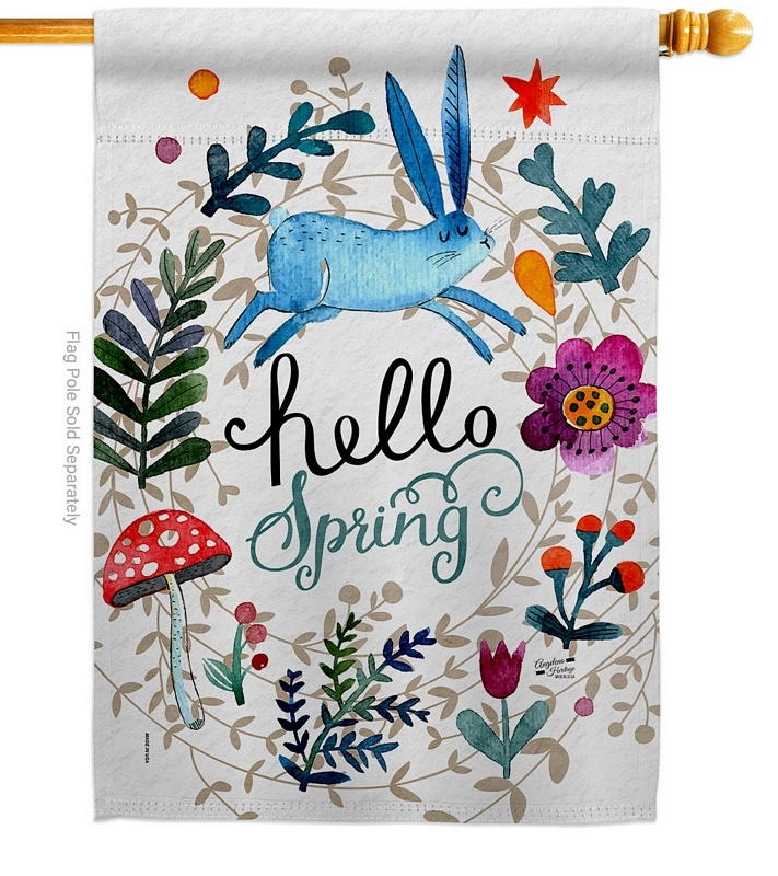 Hello Spring House Flag