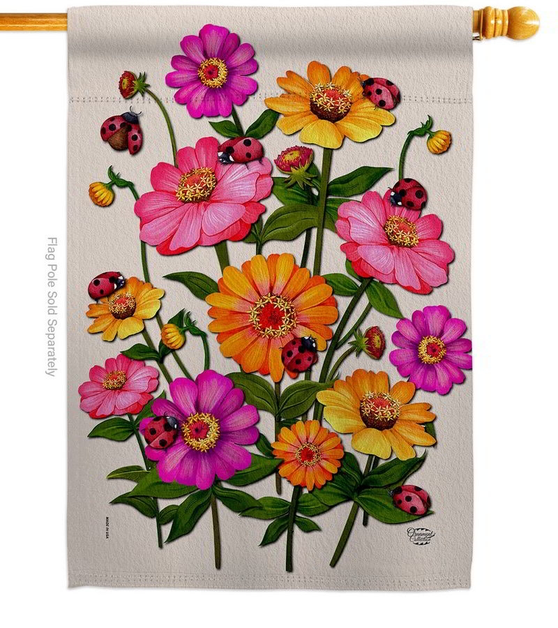 Ladybug Bouquet House Flag