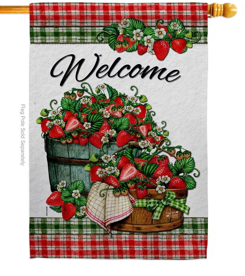 Sweet Strawberries House Flag