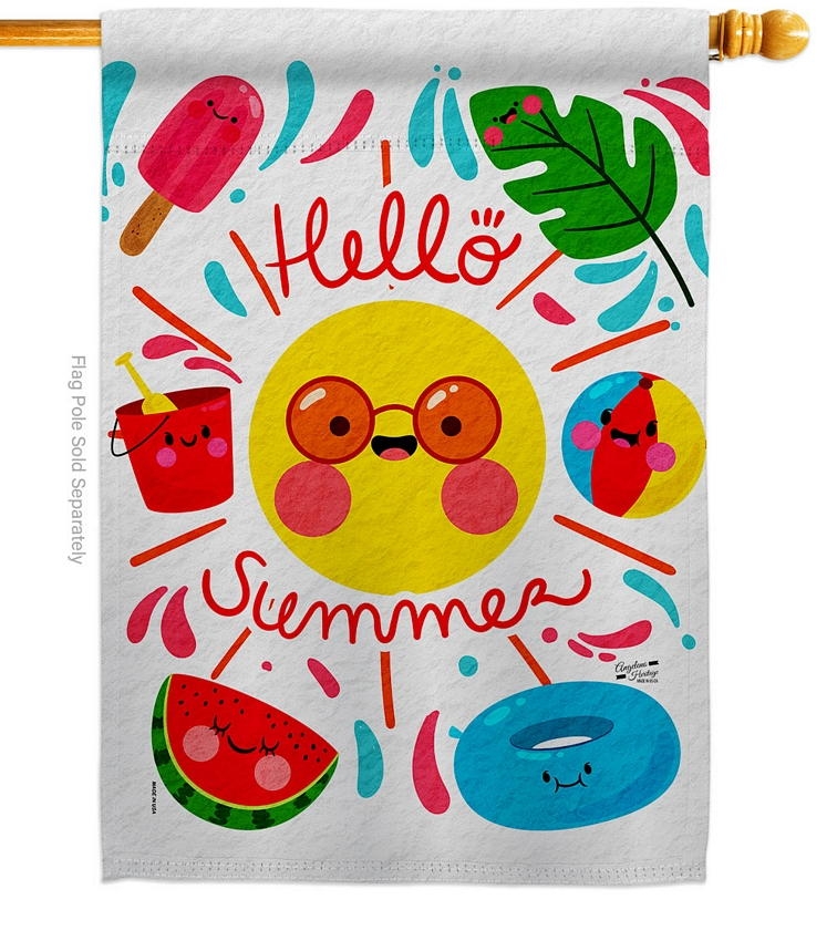 Hello Summer Decorative House Flag