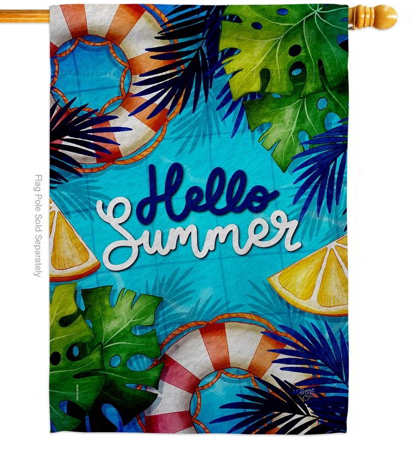 Hello Cool Summer House Flag