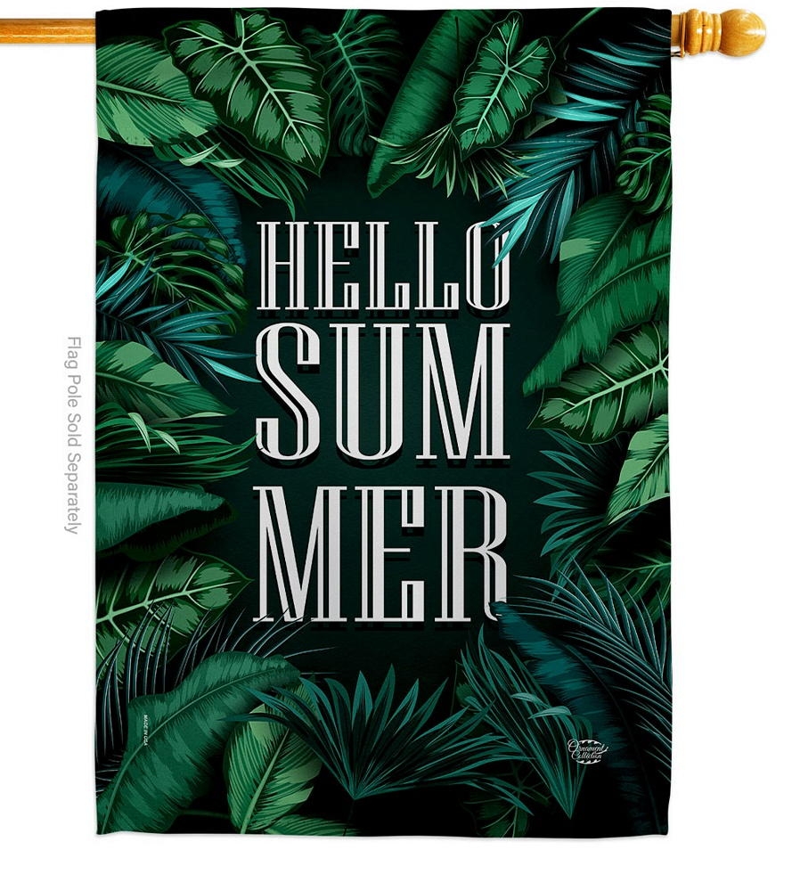 Hello Summer Leaves House Flag