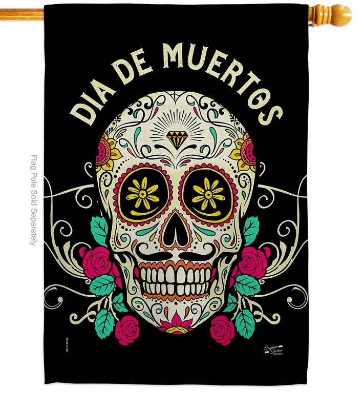 Dia De Muertos House Flag