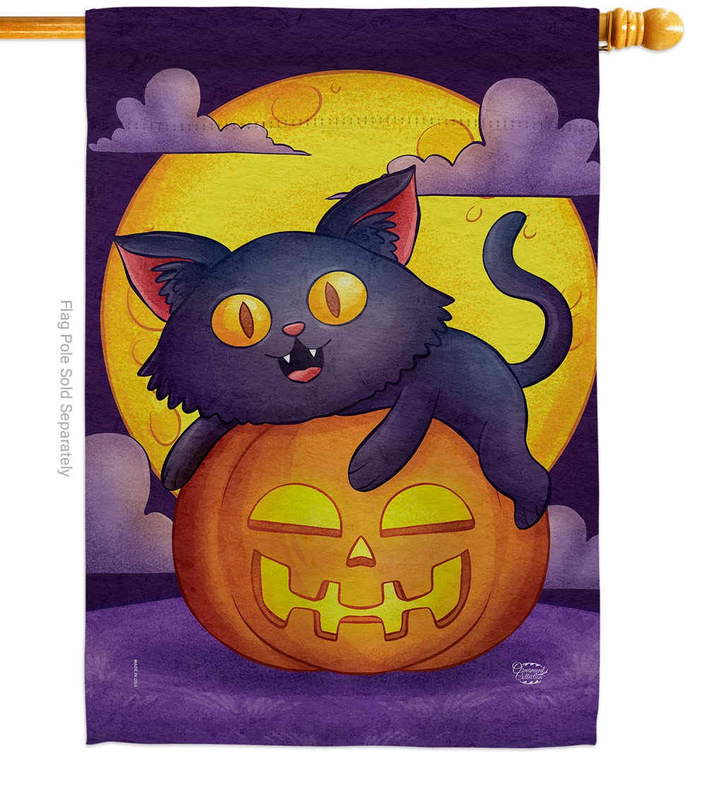 Halloween Kitty House Flag