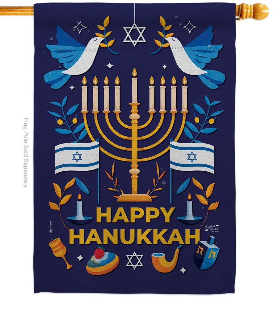 Hanukkah Bless House Flag