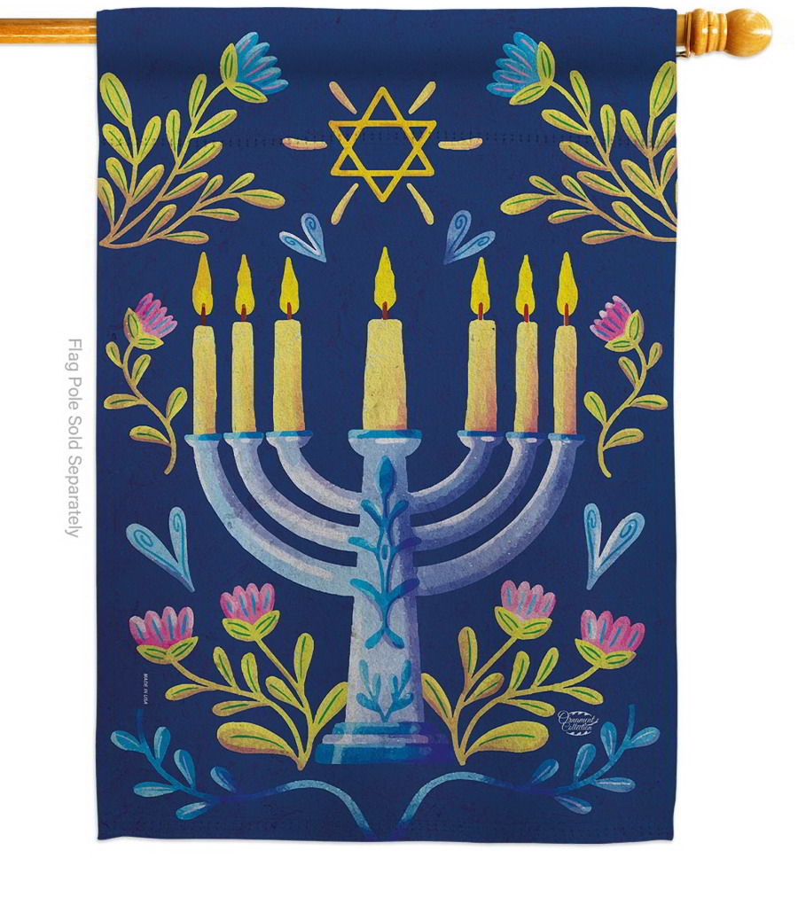 Lighting Hanukkah House Flag