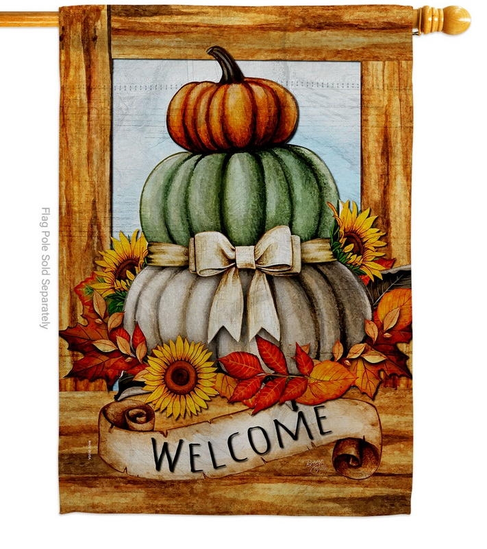 Fall Pumpkin Trio House Flag