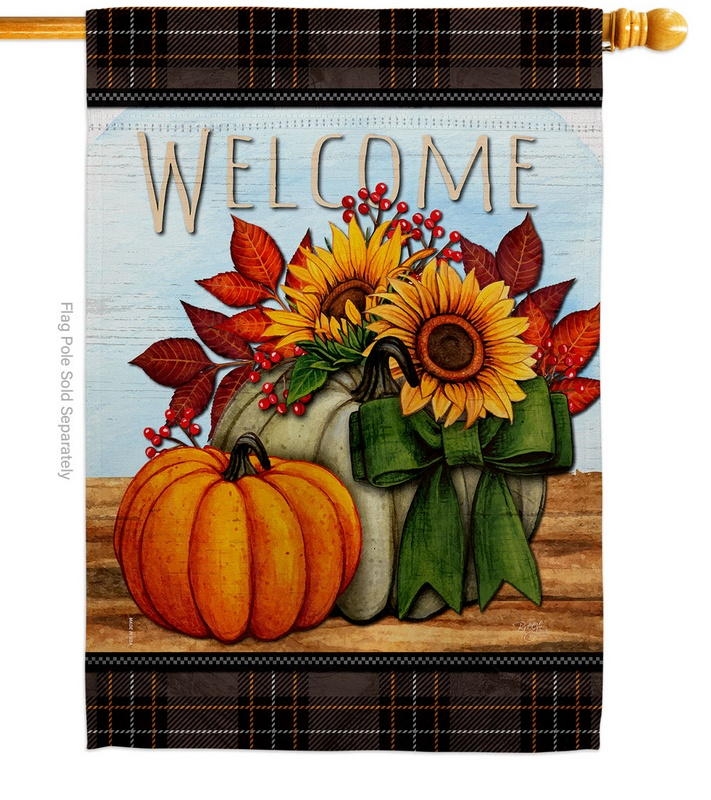 Pumpkin Bouquet Decorative House Flag