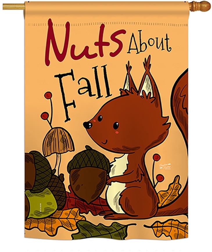 Nuts About Fall House Flag