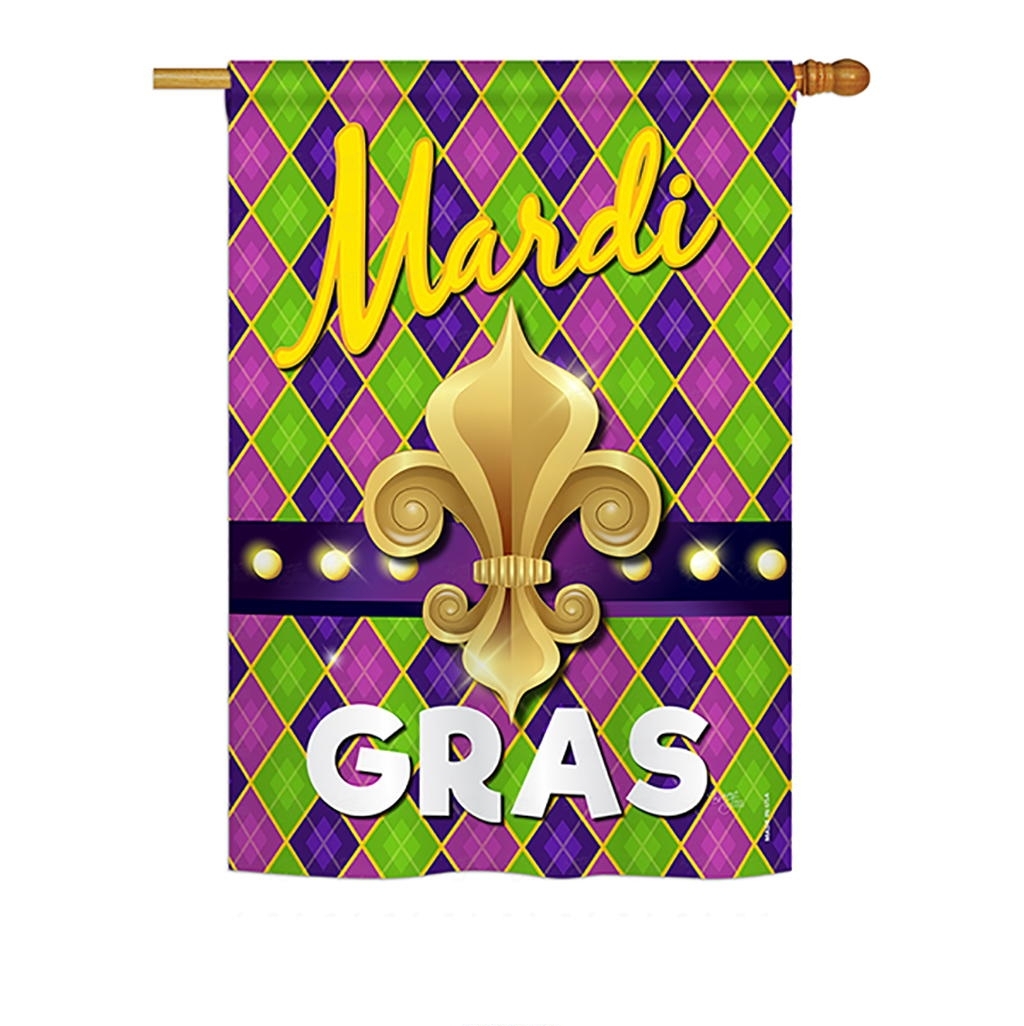 Mardi Gras Fleur De Lys House Flag