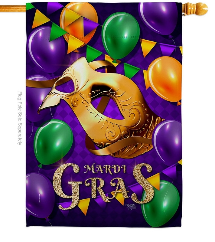 Mardi Gras Balloons House Flag