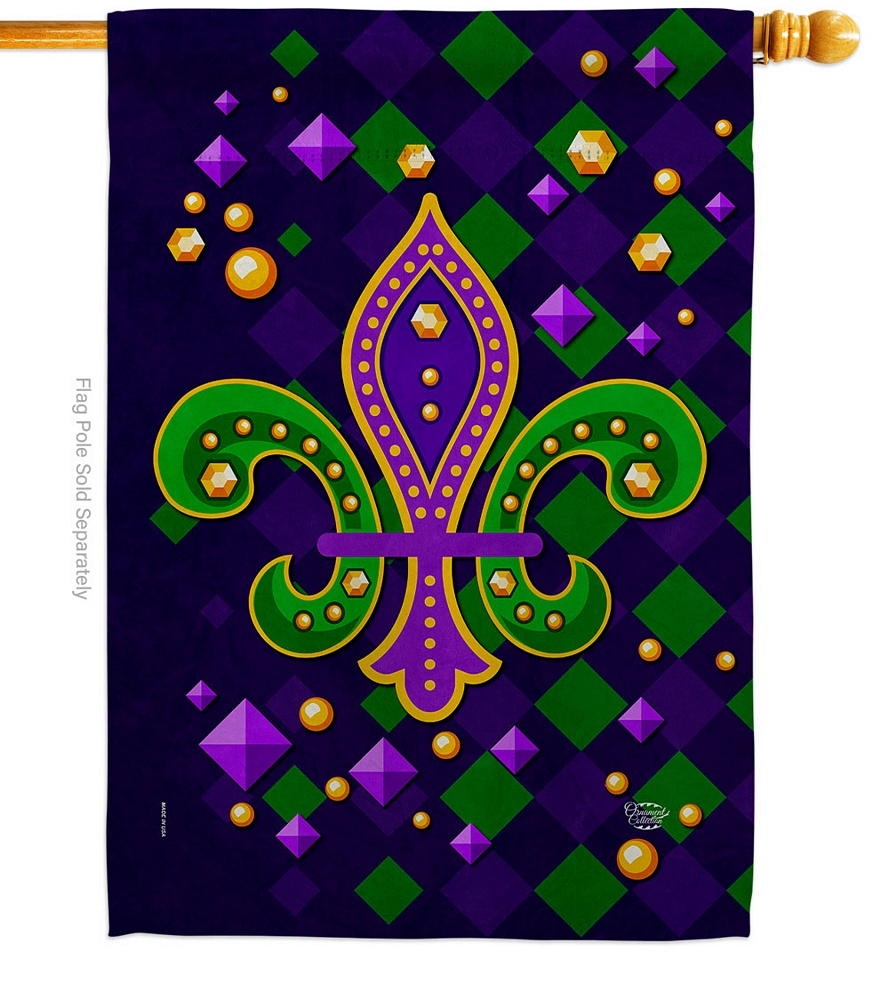 Diamond Fleur De Lis House Flag