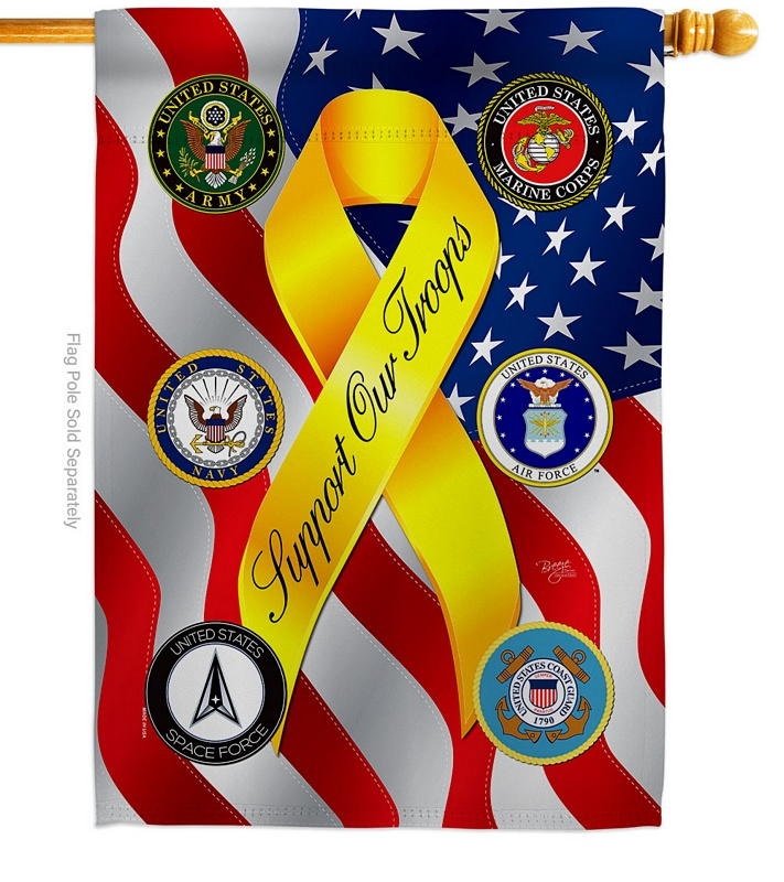 Support All Military Troops House Flag