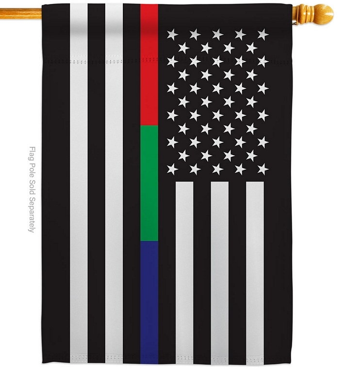 US Thin Blue Green Red Line House Flag