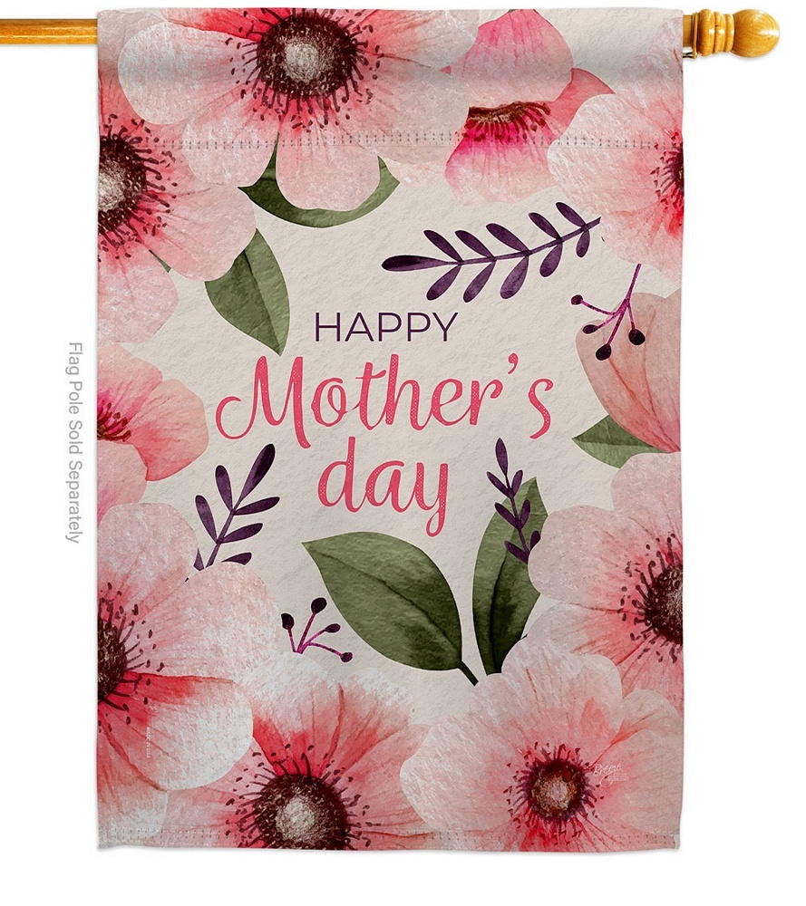 Pink Floral Mother House Flag