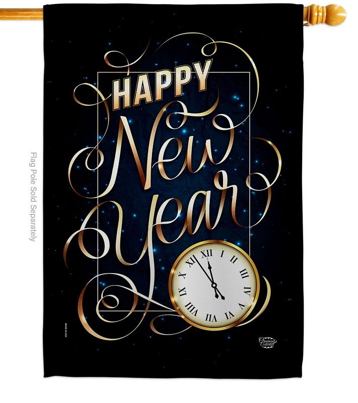 New Year Clock House Flag