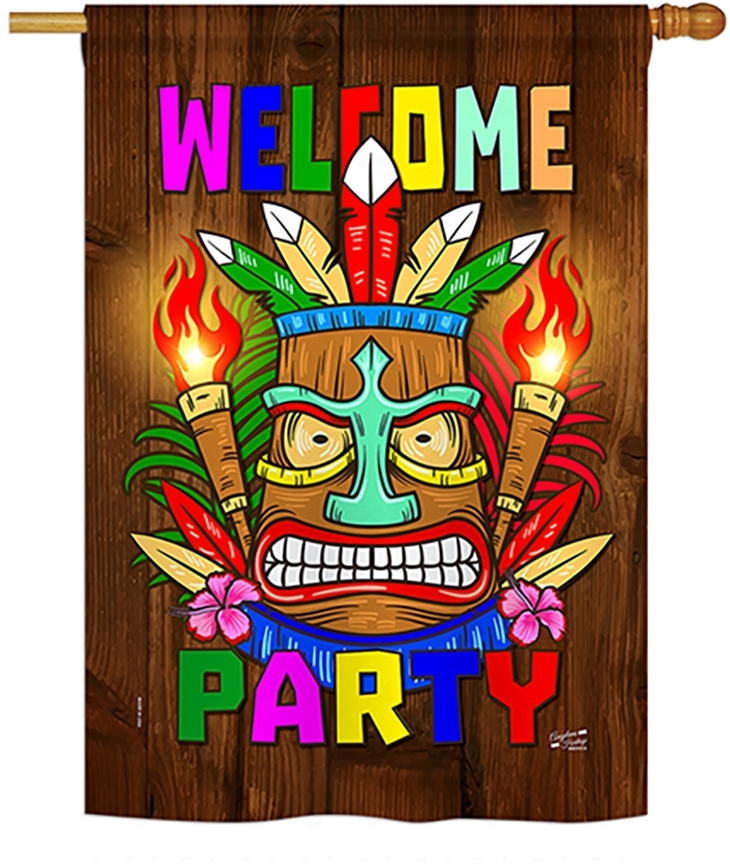 Welcome Tiki Party House Flag