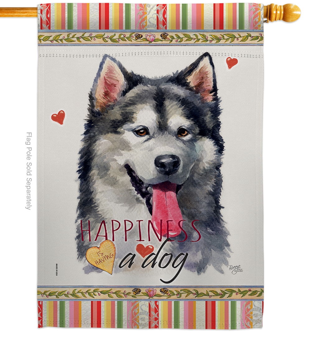 Alaskan Malamute Happiness House Flag