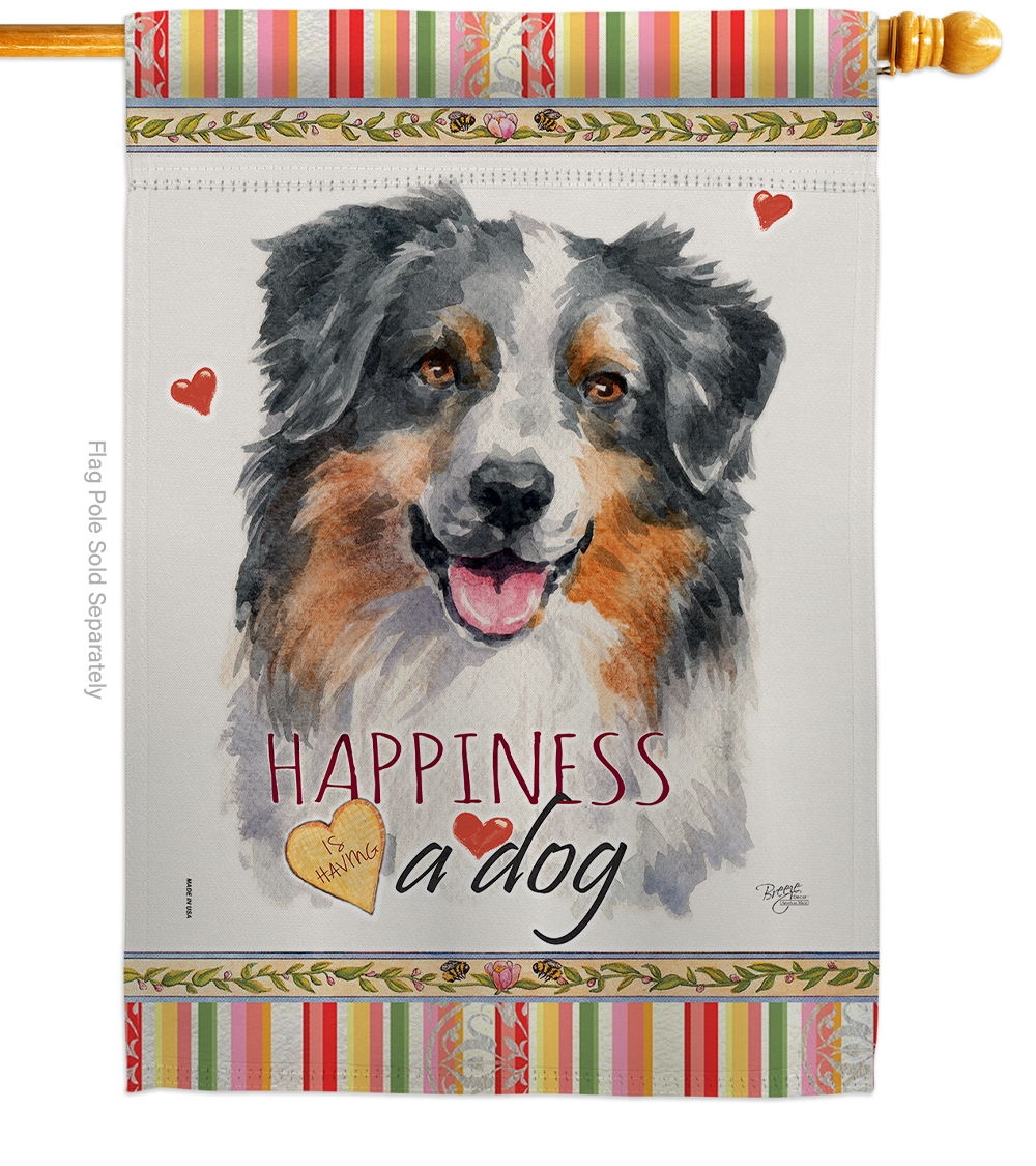 Australian Shepherd Happiness House Flag