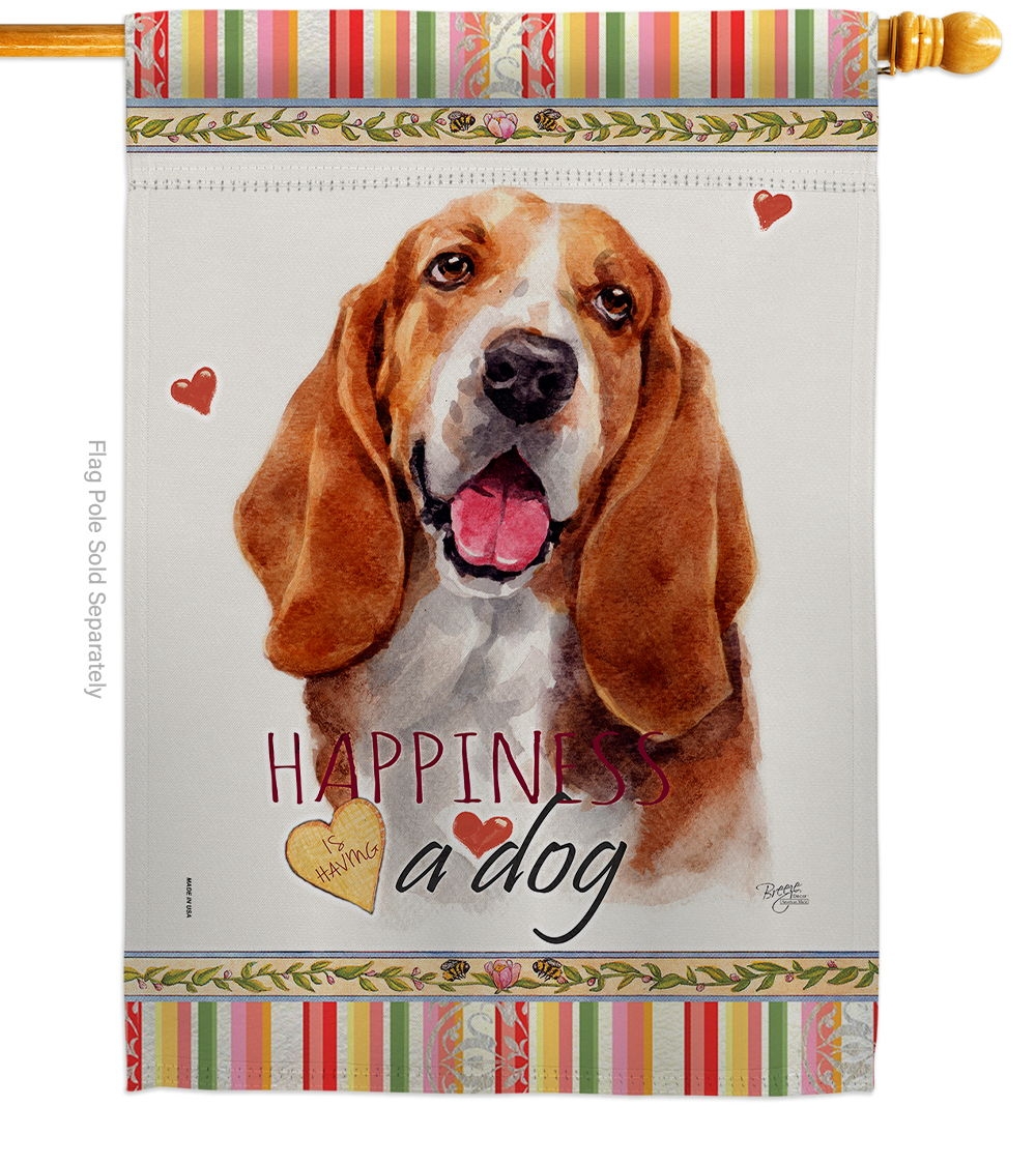 Basset Hound Happiness House Flag