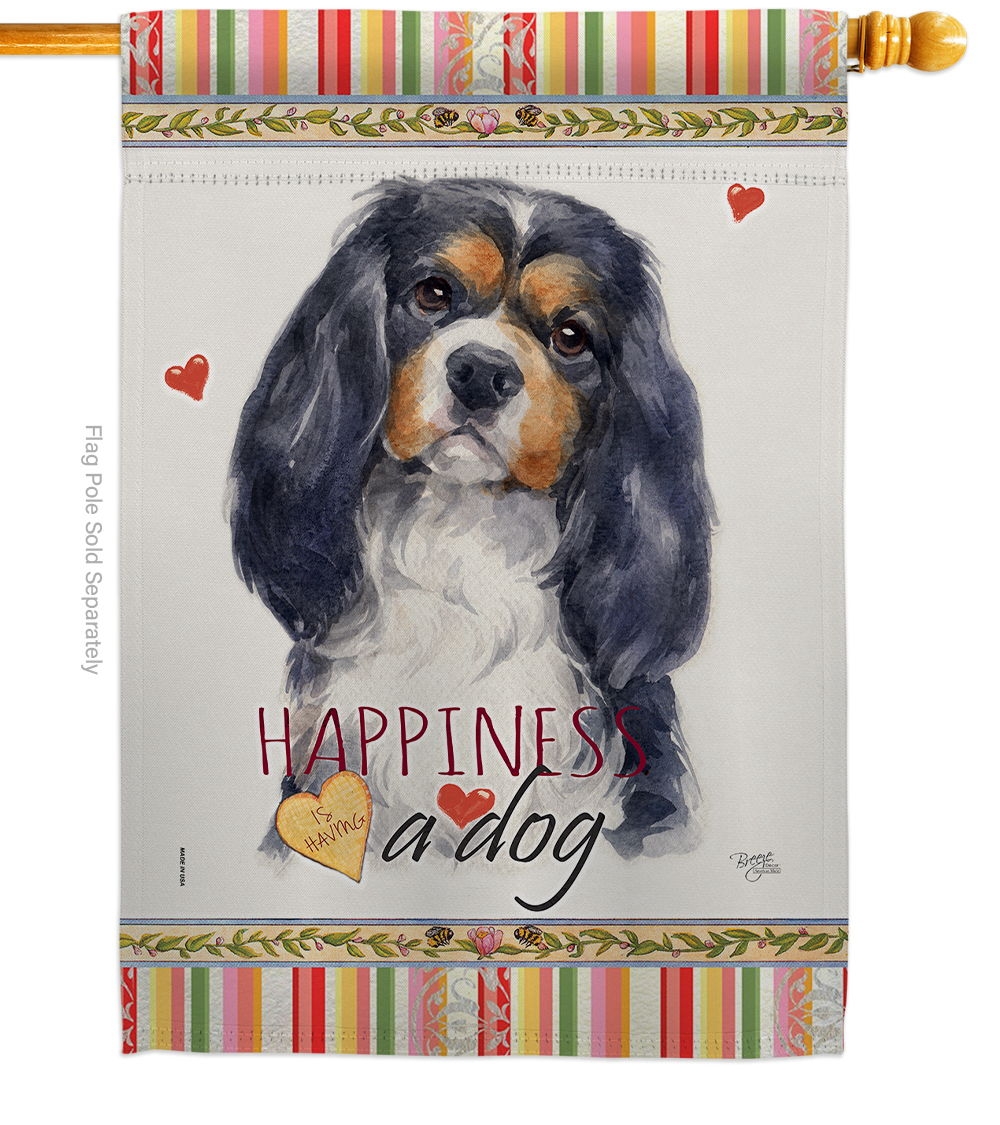Cavalier Spaniel Happiness House Flag