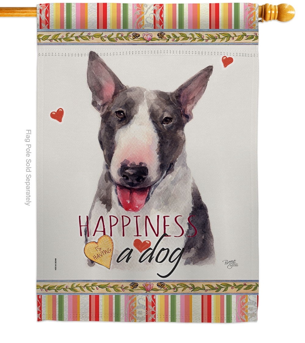 Bull Terrier Happiness House Flag