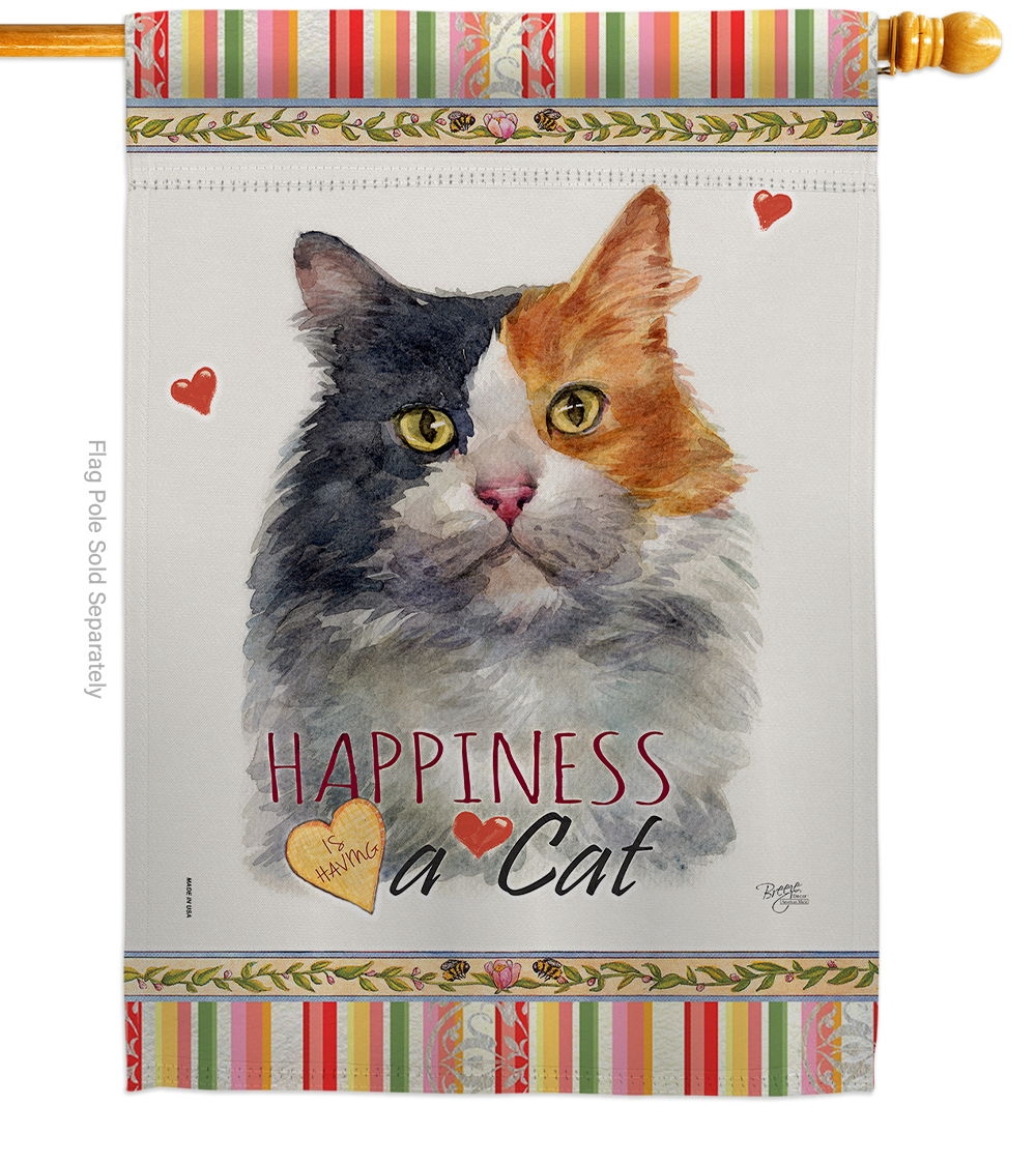 Long Hair Dilute Calico Happiness House Flag