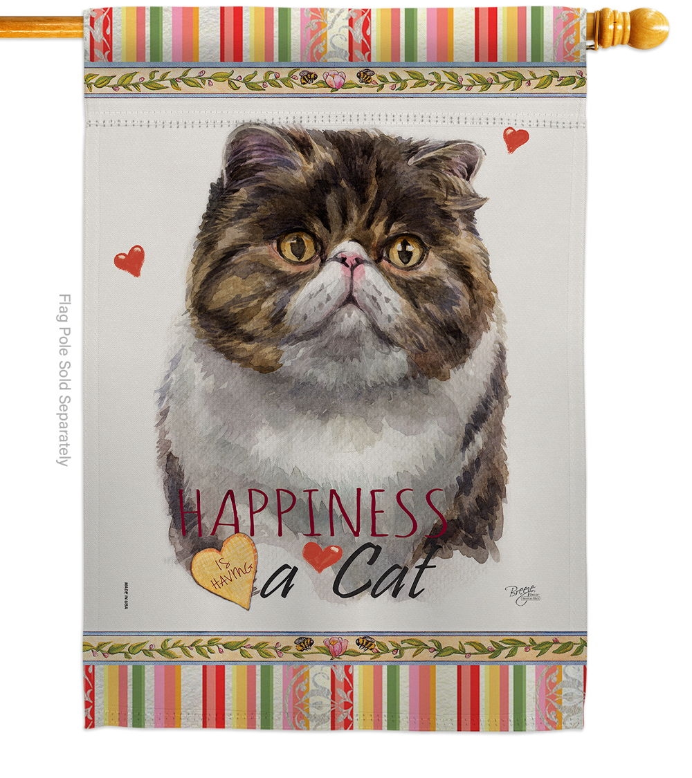 Exotic Short Hair Happiness House Flag