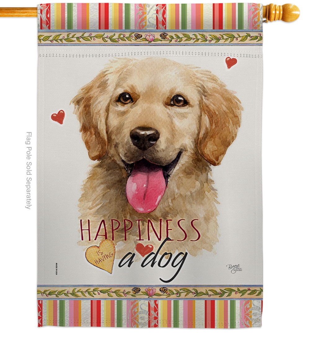 Golden Retriever Happiness House Flag