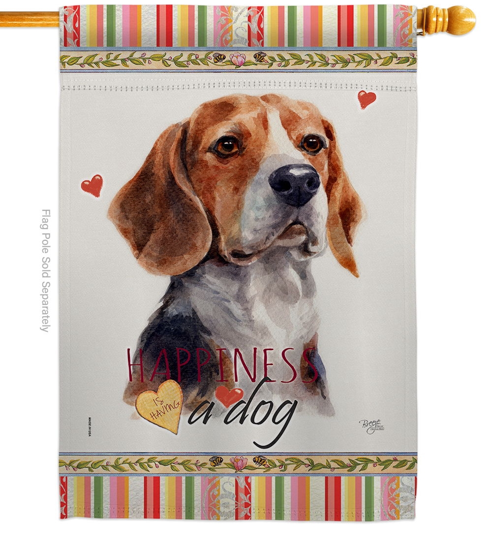 Beagle Hound Happiness House Flag