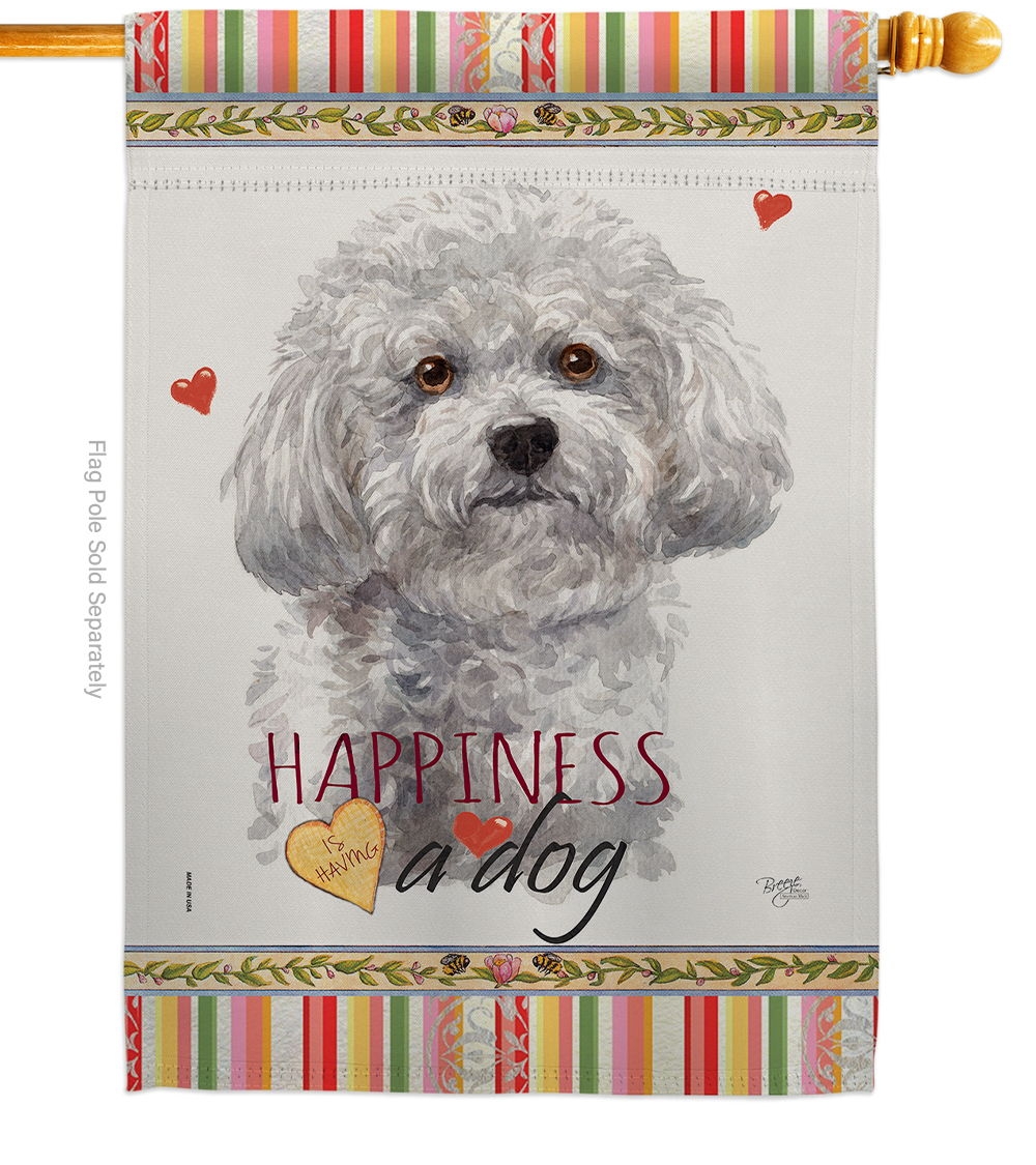 Bichon Frise Happiness House Flag