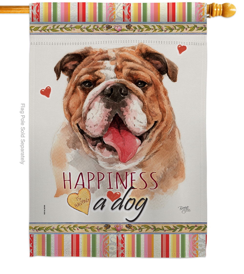 Bulldog Happiness House Flag