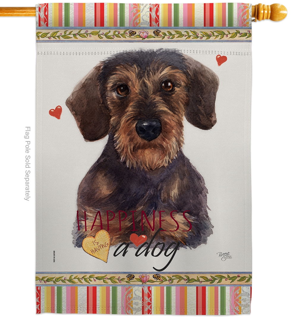 Miniature Dachshund Happiness House Flag