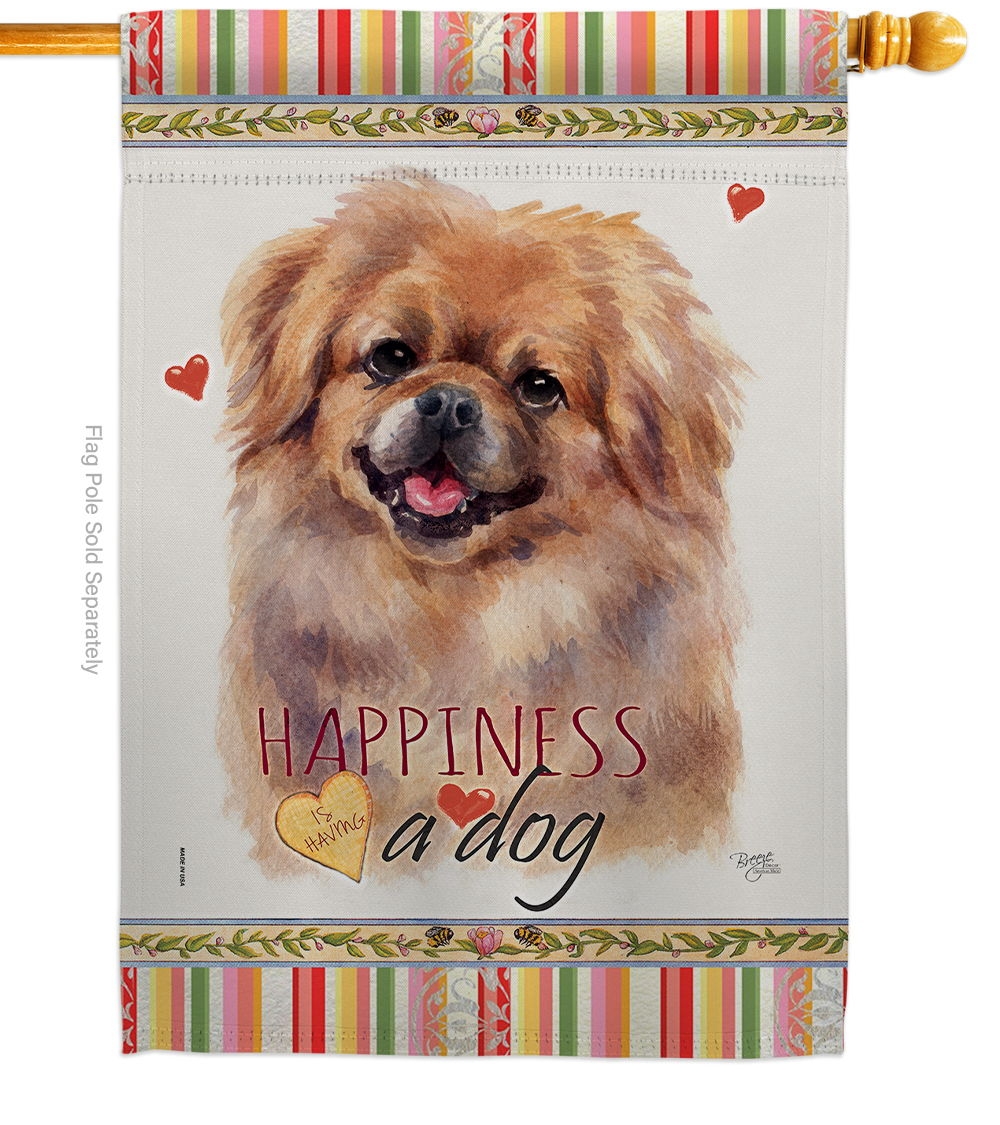 Pekingese Happiness House Flag