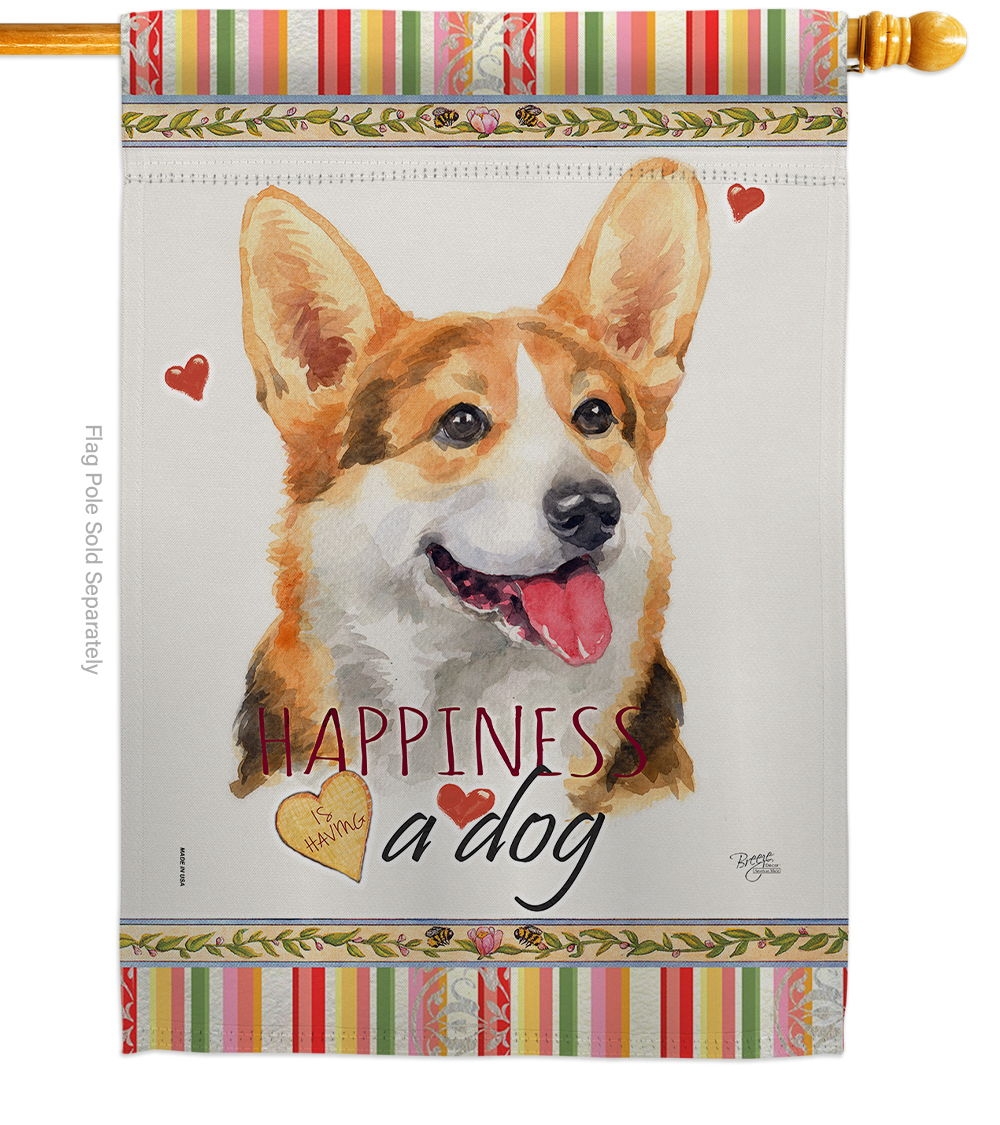 Pembroke Welsh Corgi Happiness House Flag