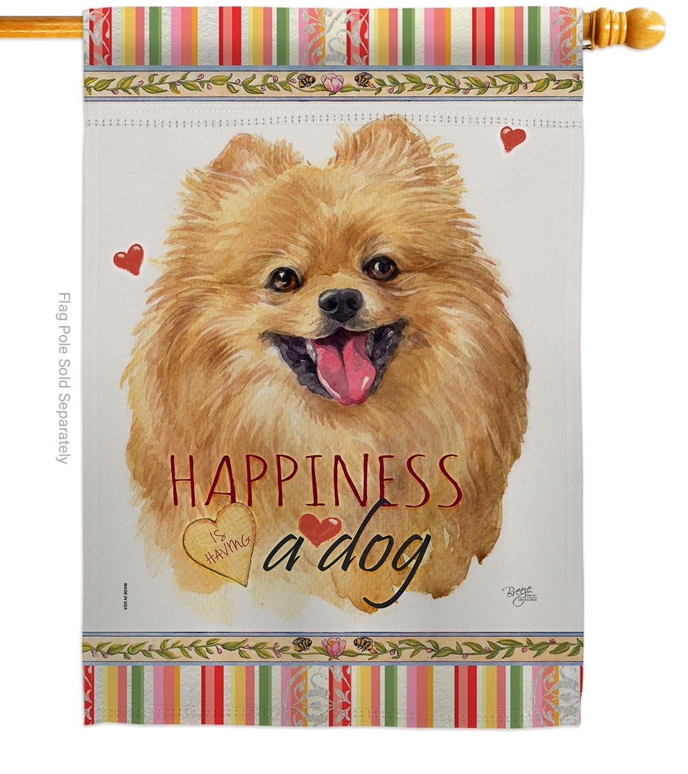 Pomeranian Happiness House Flag