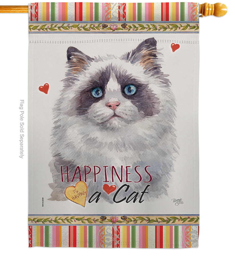 Blue Bicolor Ragdoll Happiness House Flag