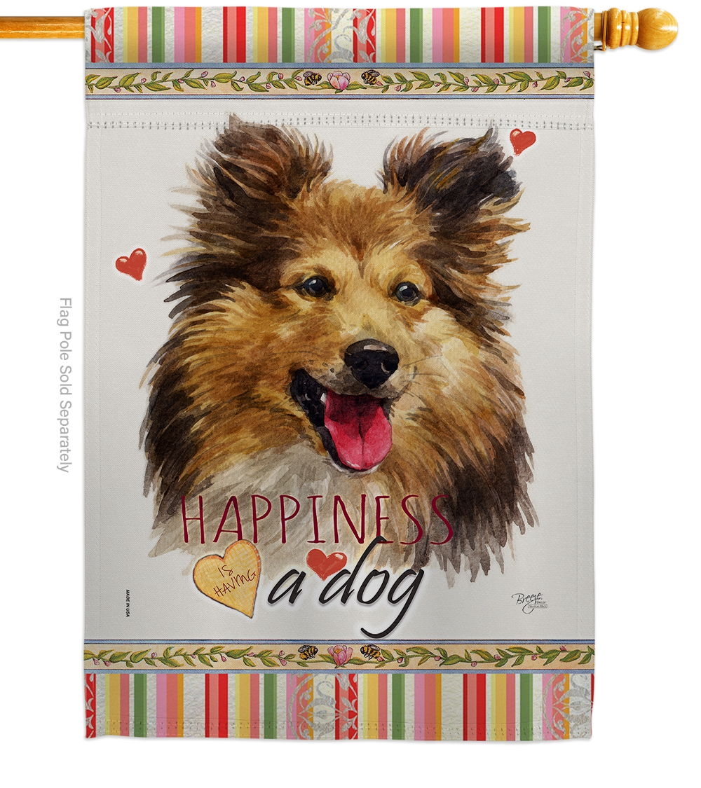 Shetland Sheepdog Happiness House Flag