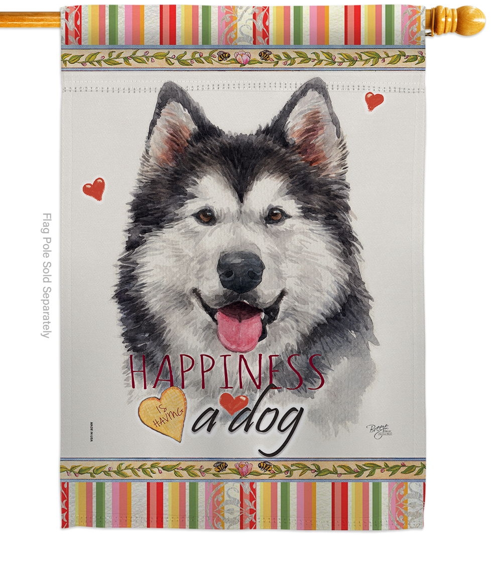 Siberian Husky Happiness House Flag