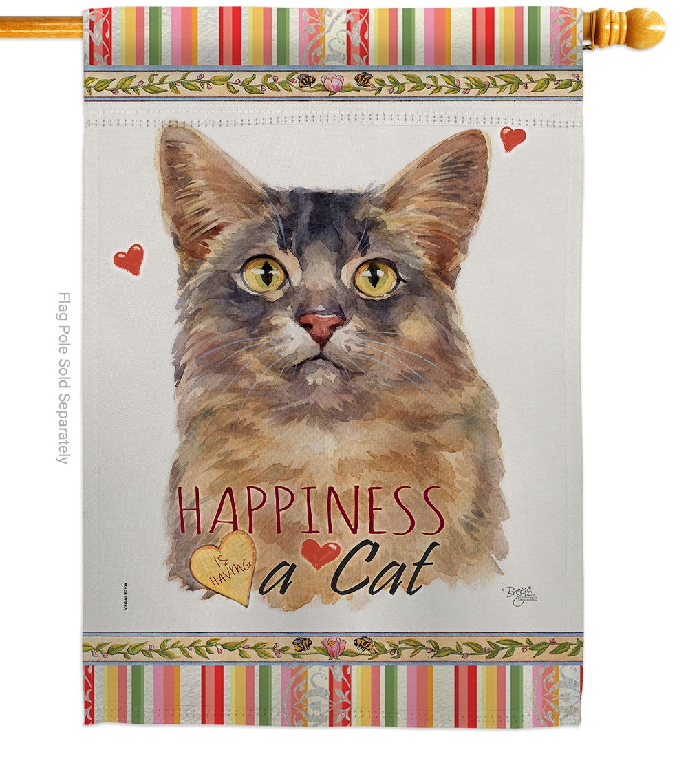 Somali Cat Happiness House Flag