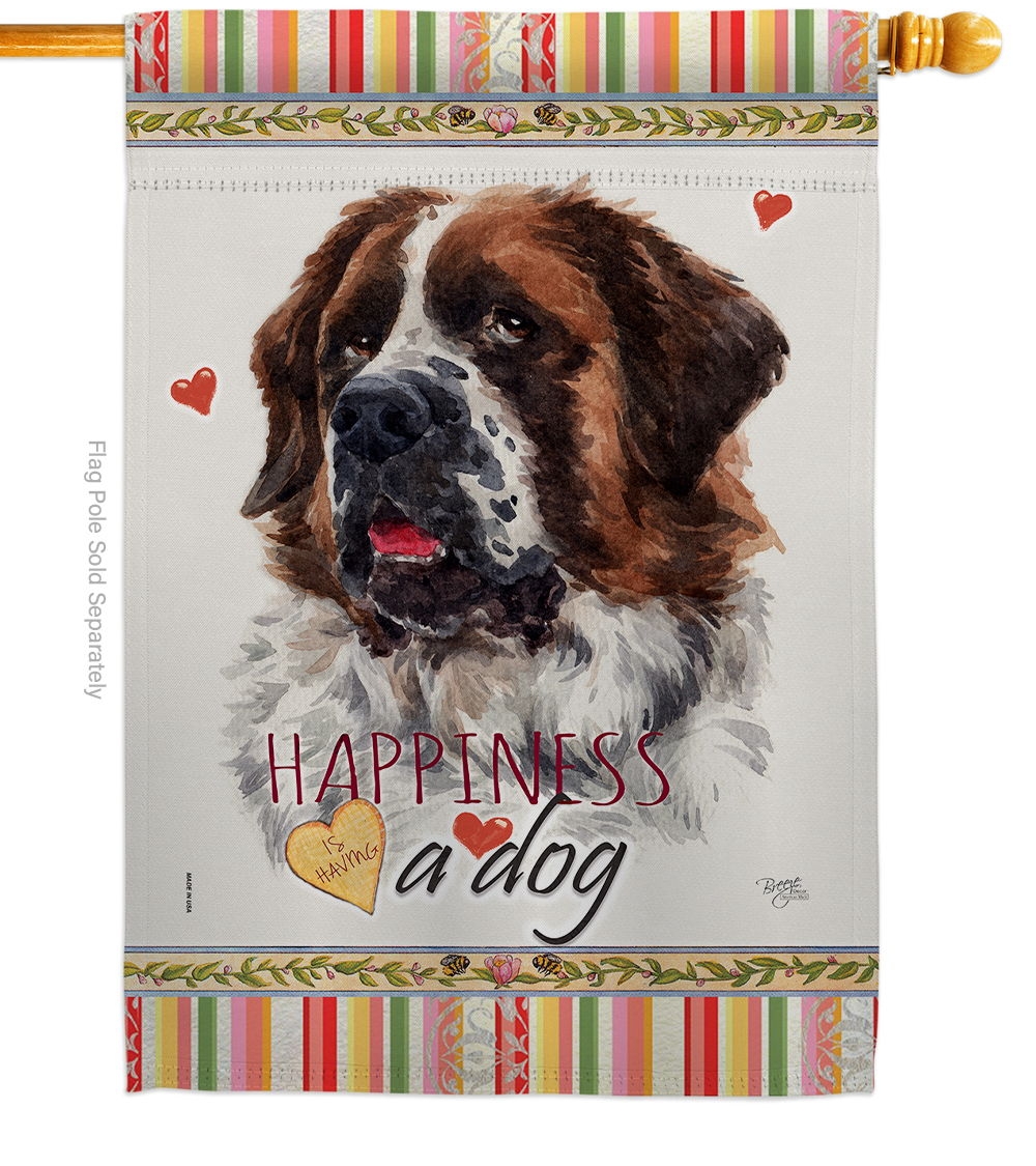 St. Bernard Dog Happiness House Flag