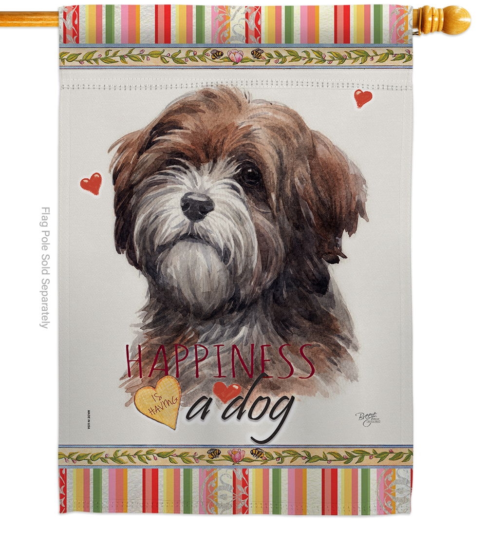 Brown Tibetan Terrier Happiness House Flag