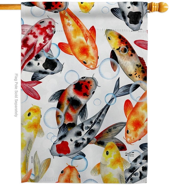 Koi Water Garden House Flag