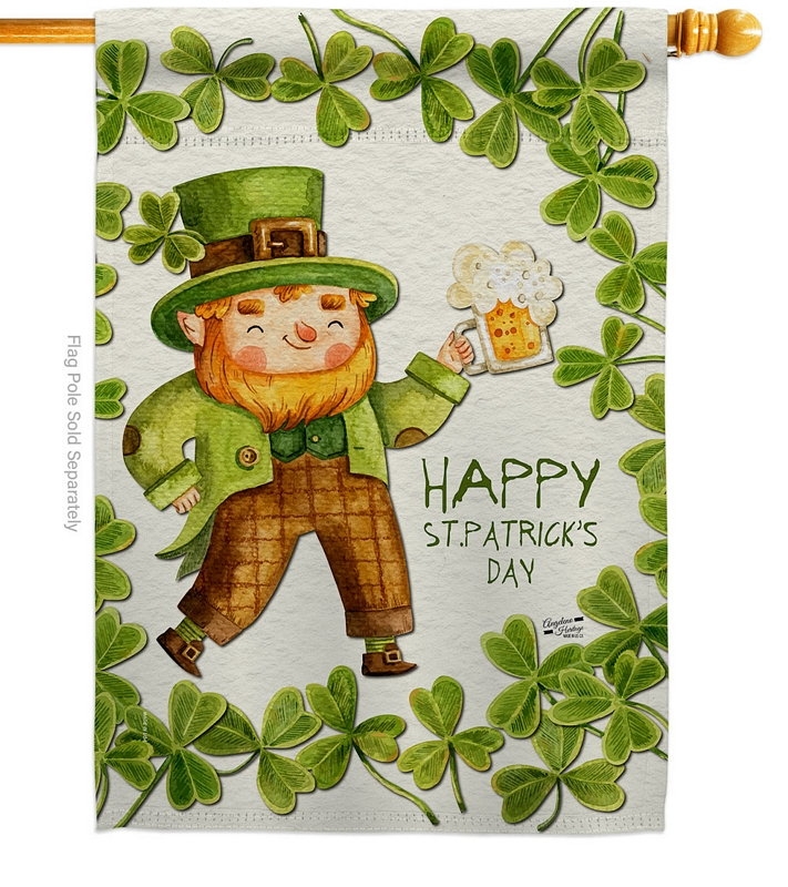 Happy Leprechaun House Flag