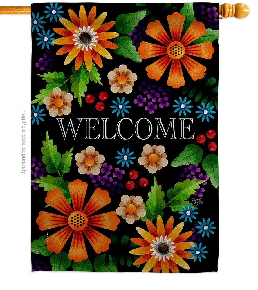 Mix Flower Welcome House Flag